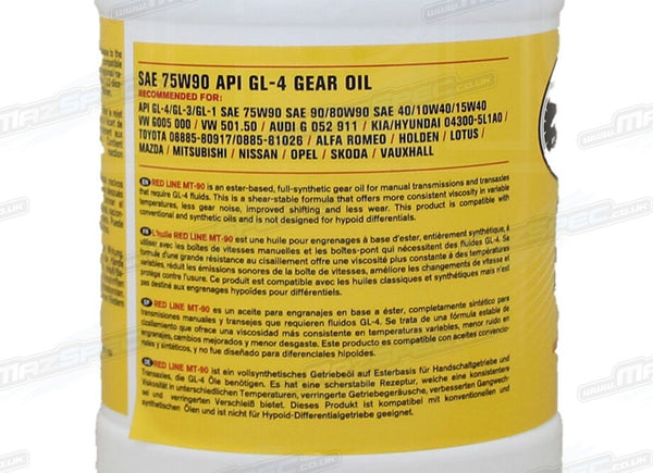 Red Line MT-90 75W90 GL-4 Manual Transmission Gear Oil • 946ml