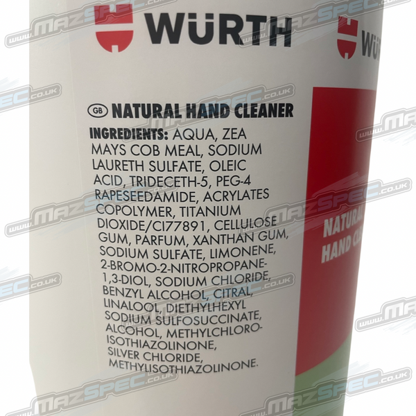 Wurth 4 Litre Heavy Duty Natural Hand Cleaner / Degreaser (Solvent, Silicone, Plastic Free)