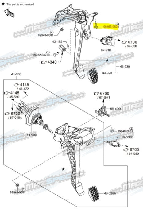 M8x20 Bolt (12mm Head) Y Brace / Air Cleaner / Pedal - MX5 MK3 / MK4 (06-Pres)