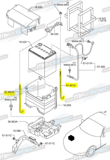 Battery Clamp Bolt / Fastener - MX5 MK3 / NC (06-15)