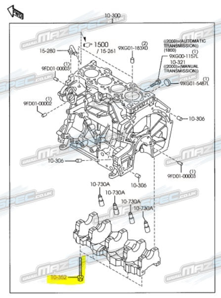 Main Bearing Cap Bolts  - MX5 MK3/NC (1.8 L8/2.0 LF / 2.3 / 2.5 / Duratec) (06-15)