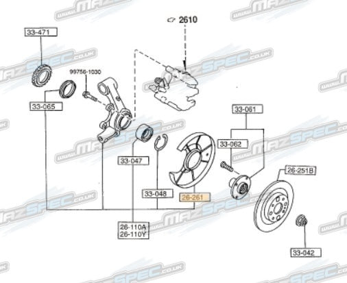 Rear Brake Disc Dust Cover / Backing Plate - Mazda MX5 MK1/NA (1.8) / Mk2 (1.6/1.8) (94-05)