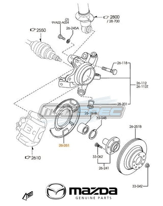 Rear Brake Disc Dust Cover / Backing Plate - Mazda MX5 MK3 / NC (06-15)