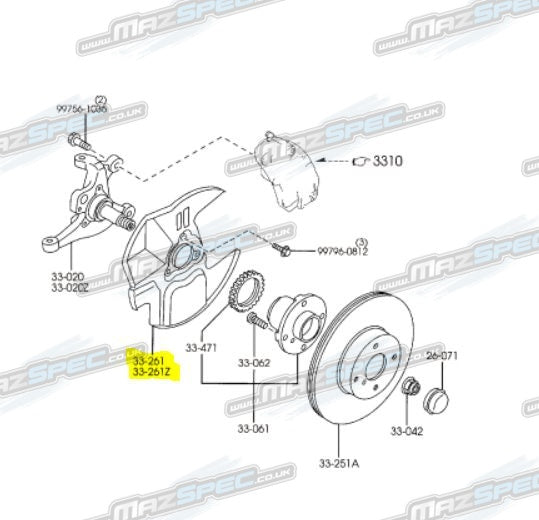 Front Left Brake Disc Dust Cover / Backing Plate - MX5 MK2.5 Sport / NB (01-05)