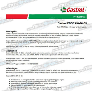 Castrol Edge 0W-20 C5 (1L) Engine Oil - All MK4 (15-Pres)