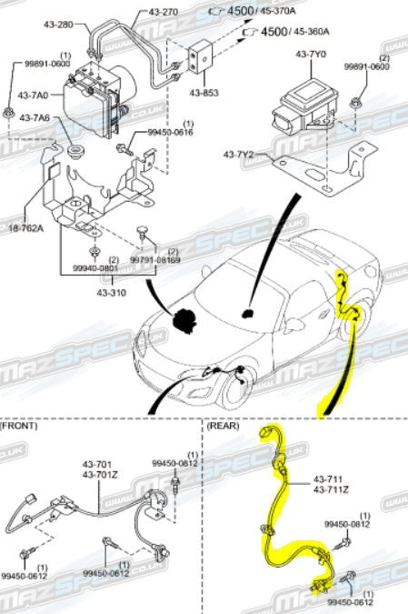 ABS / Wheel Speed Sensor Rear Right - MX5 MK3 / NC (06-15)