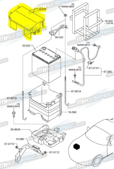 Battery Cover / Battery Case Lid - MX5 MK3 / NC (06-15)