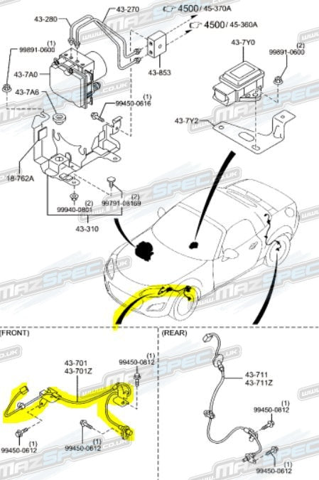 ABS / Wheel Speed Sensor Front Left - MX5 MK3 / NC (06-15)