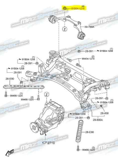 Rear Link Arm / Diff Mount / Engine Mount Nut - MX5 MK3/NC (06-15)