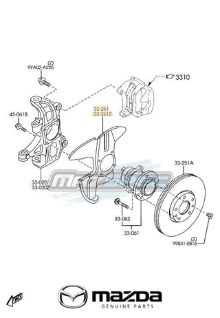 Front Left Brake Disc Dust Cover / Backing Plate - MX5 MK3 / NC (06-15)