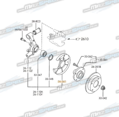 Rear Brake Disc Dust Cover / Backing Plate - Mazda MX5 MK2.5 Sport NB (01-05)