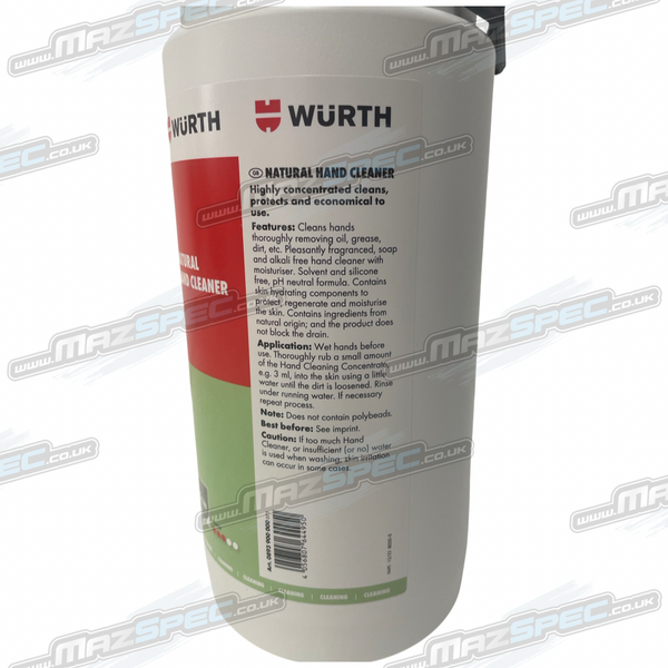 Wurth 4 Litre Heavy Duty Natural Hand Cleaner / Degreaser (Solvent, Silicone, Plastic Free)