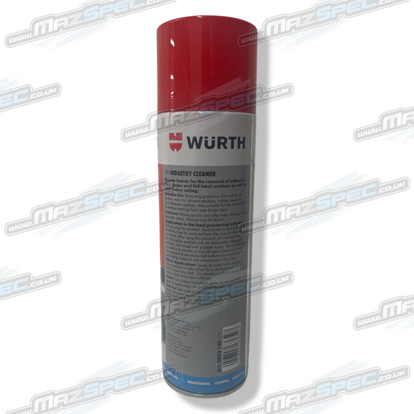 Wurth Industry Cleaner • Removes RTV, Wax, Silicone, Oil & Grease • 500ml Aerosol