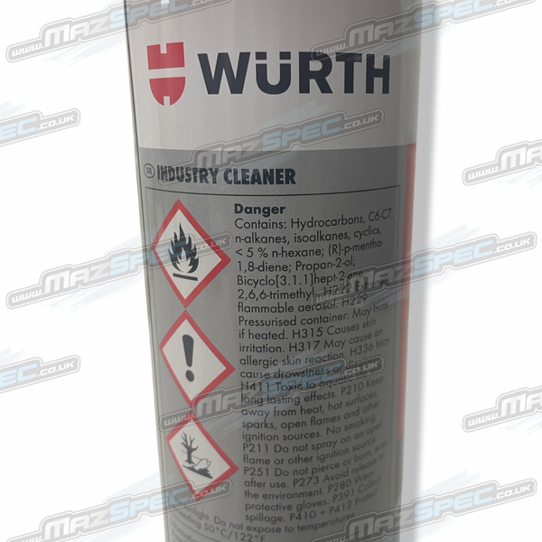 Wurth Industry Cleaner • Removes RTV, Wax, Silicone, Oil & Grease • 500ml Aerosol