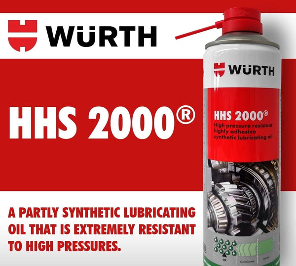 Wurth HHS 2000 Adhesive Synthetic Lubricant Spay Oil • x6 Pack 500ml Aerosol