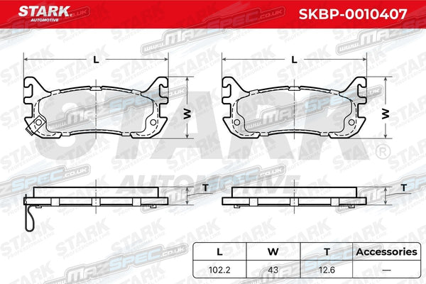 Stark® Rear Brake Pads • MX-5 MK1 (1.8) / MK2 (1.6/1.8) (1994-2005)